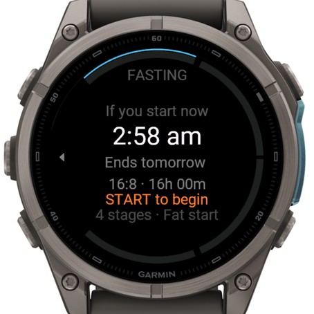 Fasting Timer en Garmin fēnix: inicio: si empiezas ahora, a qué hora terminas