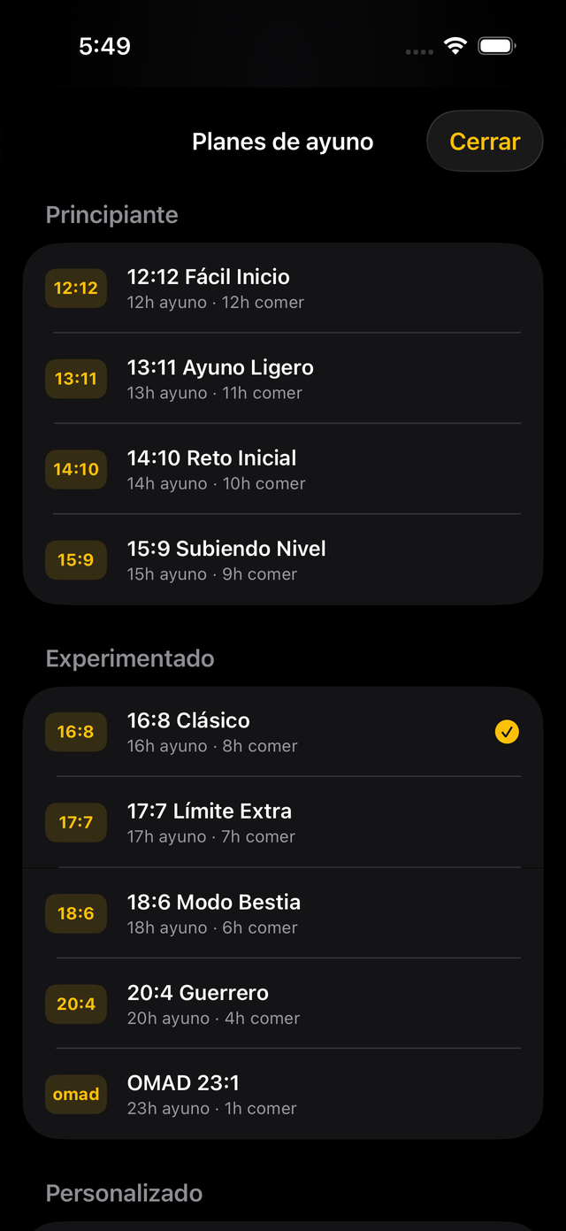 Planes de ayuno